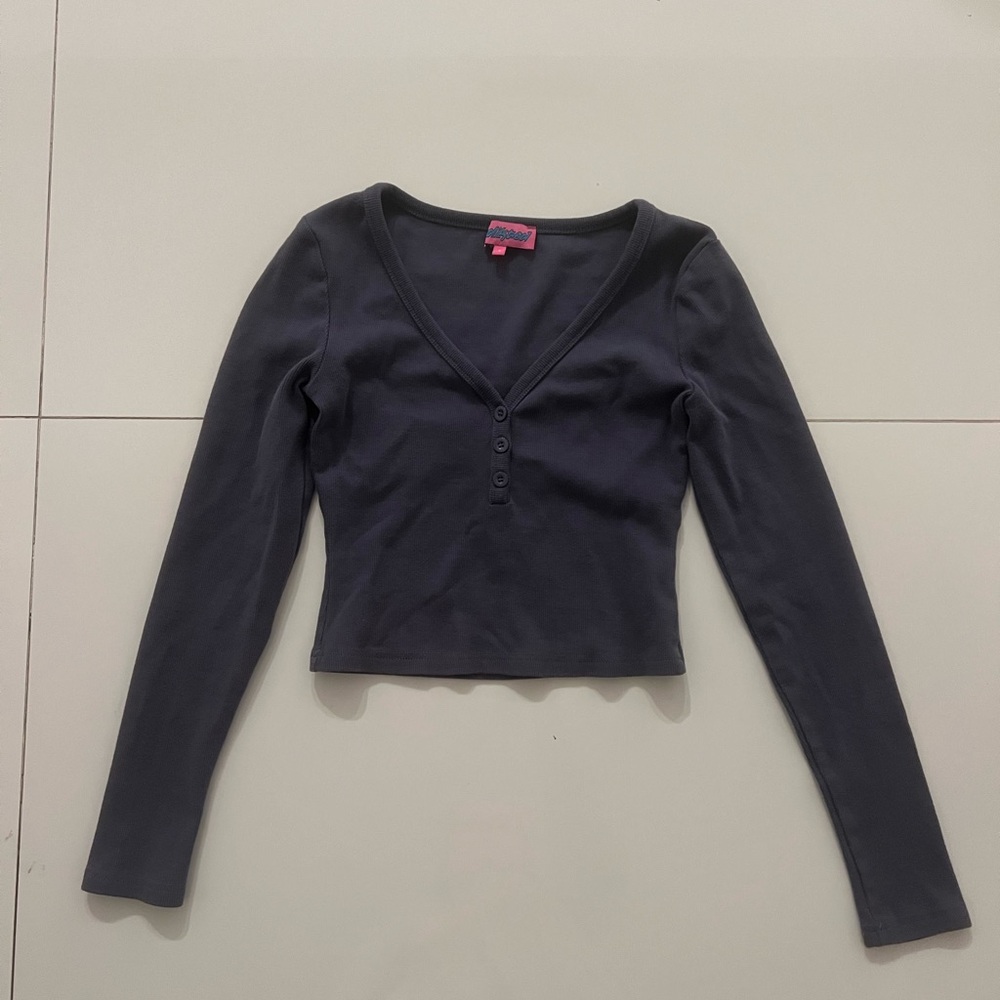 Dark Blue/Gray Long Sleeve Top